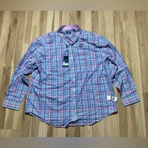 Izod Blue and Pink Plaid Button Up Size 2XL